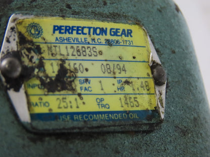 Perfection Gear MTL12683S 2Hp 180VDC Gear Motor 25:1 Ratio W/5370-170-217 Brake