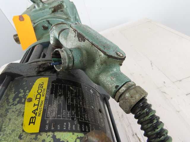 SEW-EURODRIVE S72LP145 3Hp 180VDC Gear Motor W/Brake 71.32:1 Ratio BaldorCDP3604