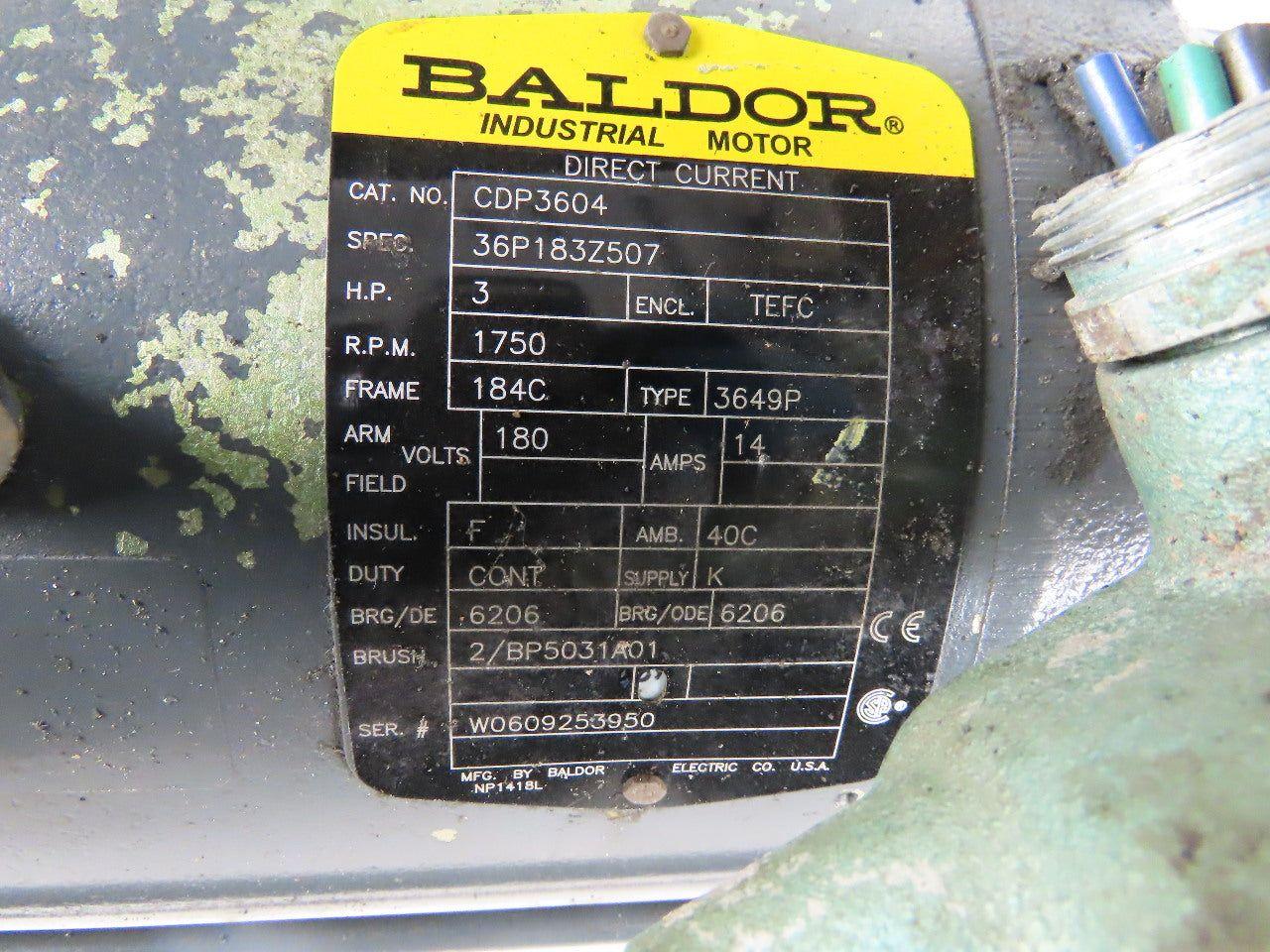 SEW-EURODRIVE S72LP145 3Hp 180VDC Gear Motor W/Brake 71.32:1 Ratio BaldorCDP3604