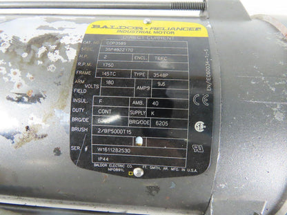 Sew Eurodrive S72LP145 2Hp 180VDC Gear Motor 71.32:1 Ratio Brake Baldor CDP3585