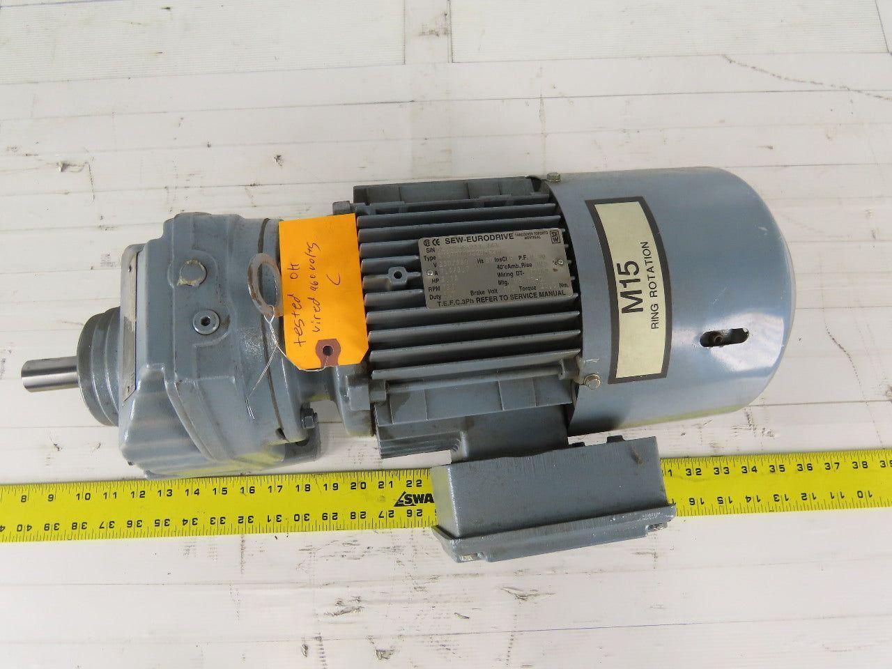 SEW-EURODRIVE RX67DT90S2BM62HF 2.14Hp Gear Motor 159.82RPM Output 23/460V 3Ph