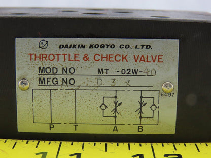 Daikin MT-02W-40 Hydraulic Throttle & Check Valve Flow Control
