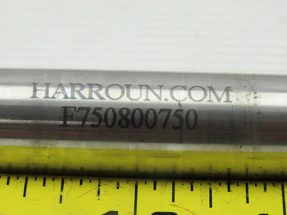 Harroun F750800750 3/4" Carbide Indexing Flat Bottom Cutter 3/4" Shank 8"L