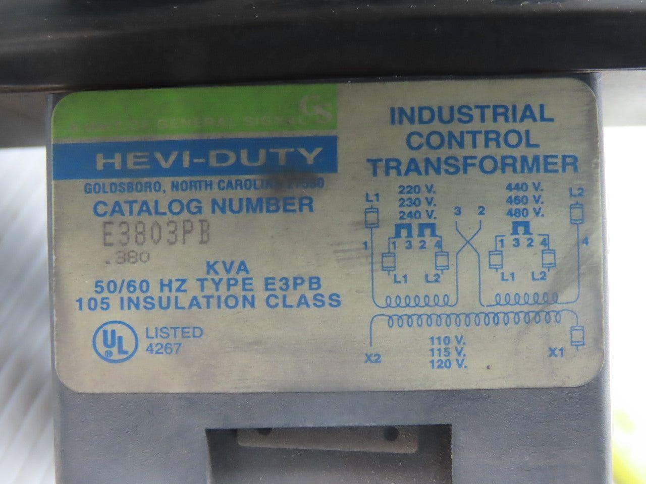 Hevi-Duty E3803PB .380 Kva Control Transformer 220-480V Pri 120V Sec