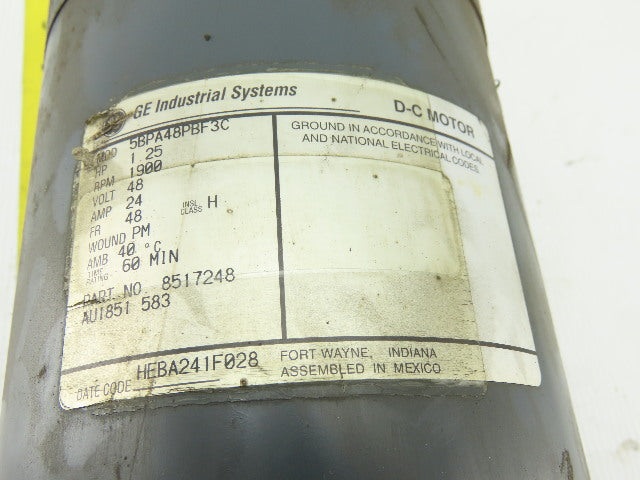 General Electric Electric Motor 48VDC W/Hydraulic Pump From a E80XL3 Fork Lift