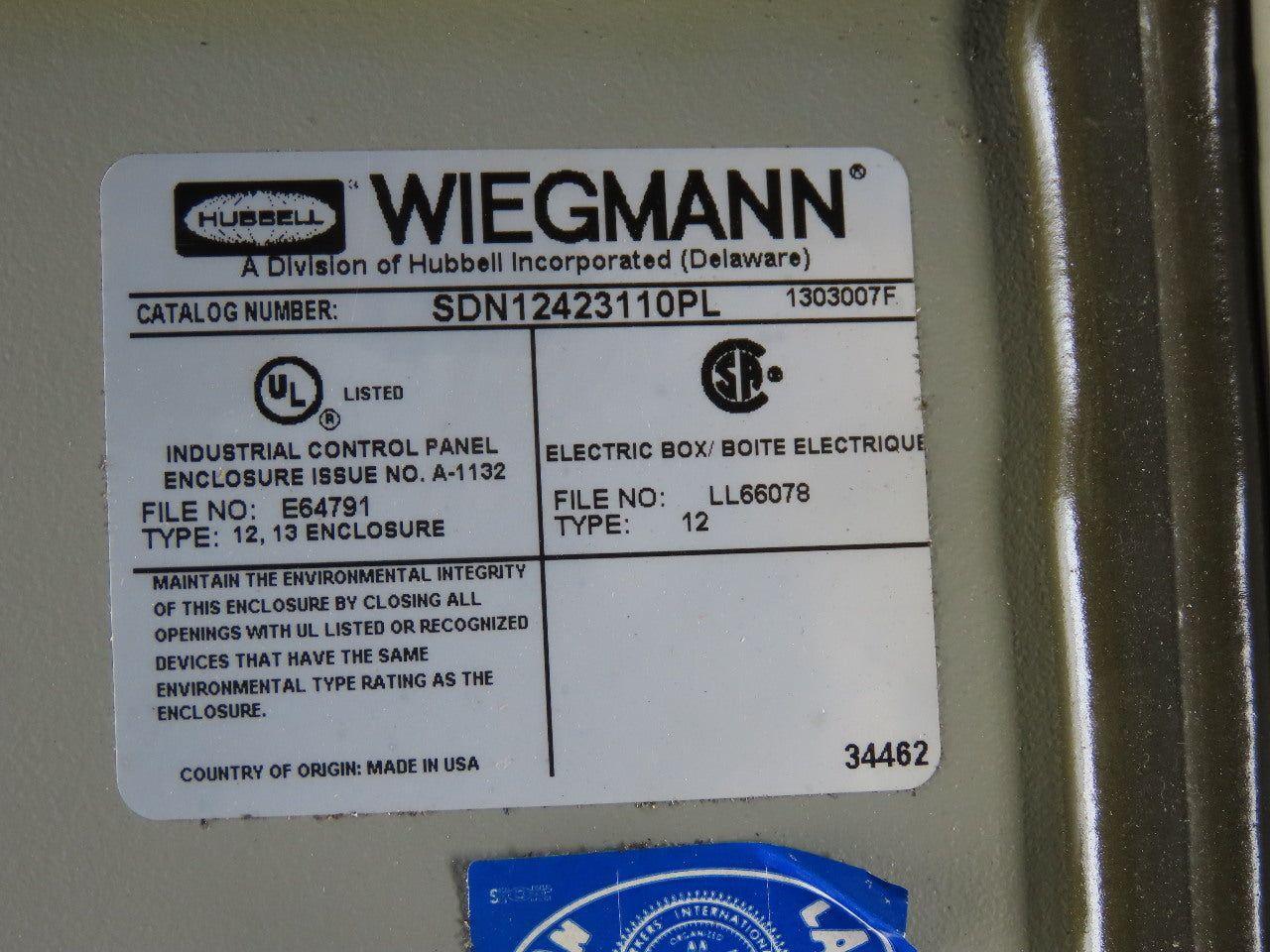 Wiegmann SDN12423110PL Wall Mount Electrical Enclosure 42x31x10" W/Back Plate