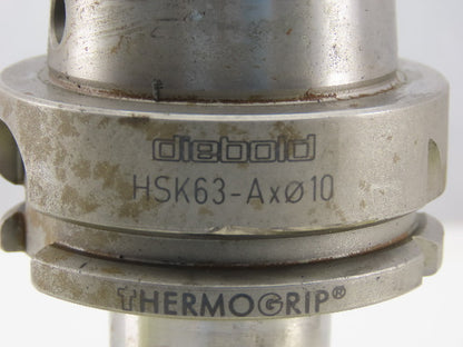 Diebold ThermoGrip HSK63A 10mm Bore Shrink Fit Tool Holder 2-1/2" Projection