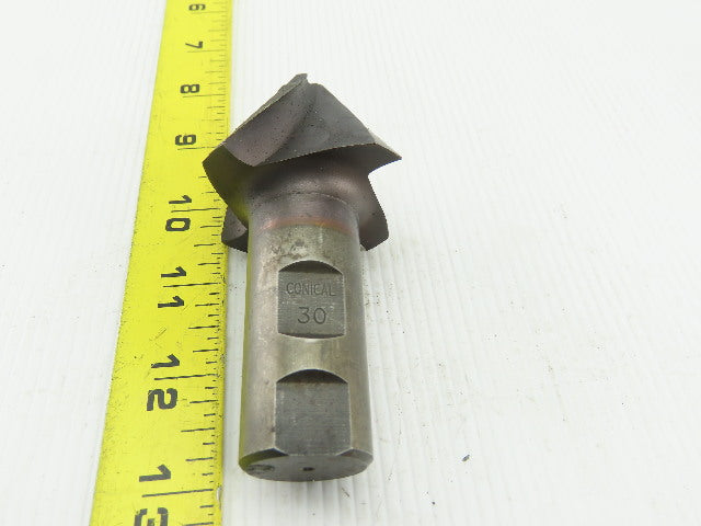 2-1/8" OD 30° Conical 4 Flute End Mill 1" Weldon Shank 4" OAL