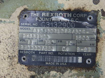 Rexroth BH00907684 A10VS071DFR/30R-PKC62N00 Axial Piston Variable Hydraulic Pump