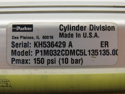 Parker P1M032CDMC5L135135.00 Pneumatic Air Cylinder 35mm Bore 135mm Stroke