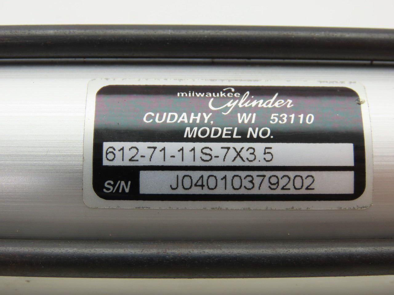 Milwaukee Cylinder 612-71-11S-7x3.5 Pneumatic Cylinder 1-1/2" Stroke 3-1/2" Bore
