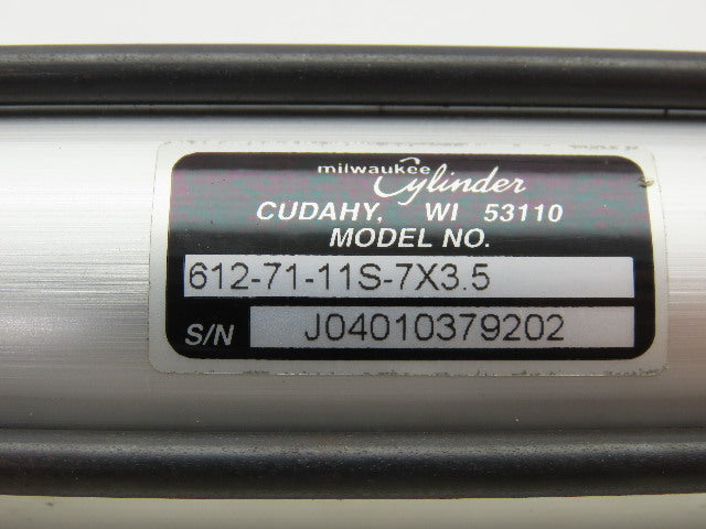 Milwaukee Cylinder 612-71-11S-7x3.5 Pneumatic Cylinder 1-1/2" Stroke 3-1/2" Bore