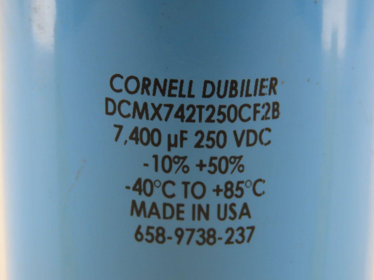 Cornell Dubilier DCMX74T250CF28 7,400uF 250VDC -10% +50% Capacitor