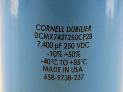 Cornell Dubilier DCMX74T250CF28 7,400uF 250VDC -10% +50% Capacitor