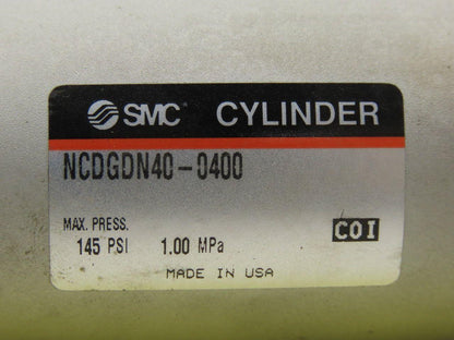 SMC NCDGDN40-0400 Pneumatic Air Cylinder 1-3/4" Bore 4" Stroke 145 psi