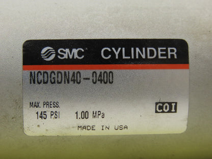 SMC NCDGDN40-0400 Pneumatic Air Cylinder 1-3/4" Bore 4" Stroke 145 psi