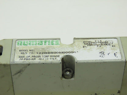 Numatics 122BB600M000061 Solenoid Air Valve 24vdc Coil W/Manifold Block