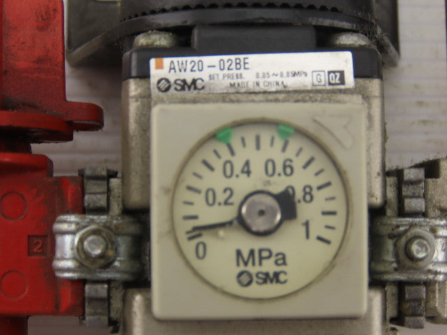 SMC AW2002BE Pneumatic Filter Regulator Lockout Valve Pressure & Switch Assembly