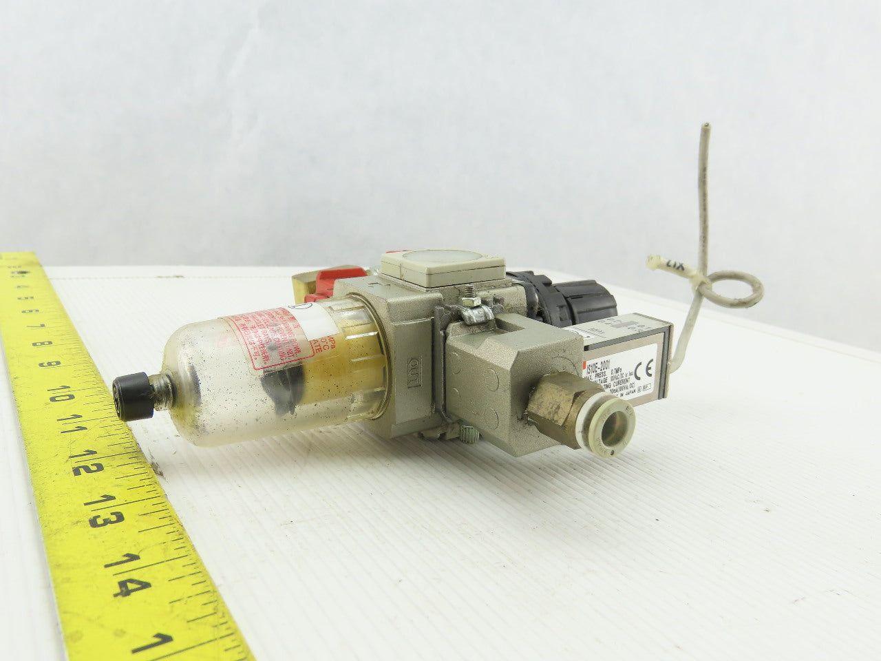 SMC AW2002BE Pneumatic Filter Regulator Lockout Valve Pressure & Switch Assembly
