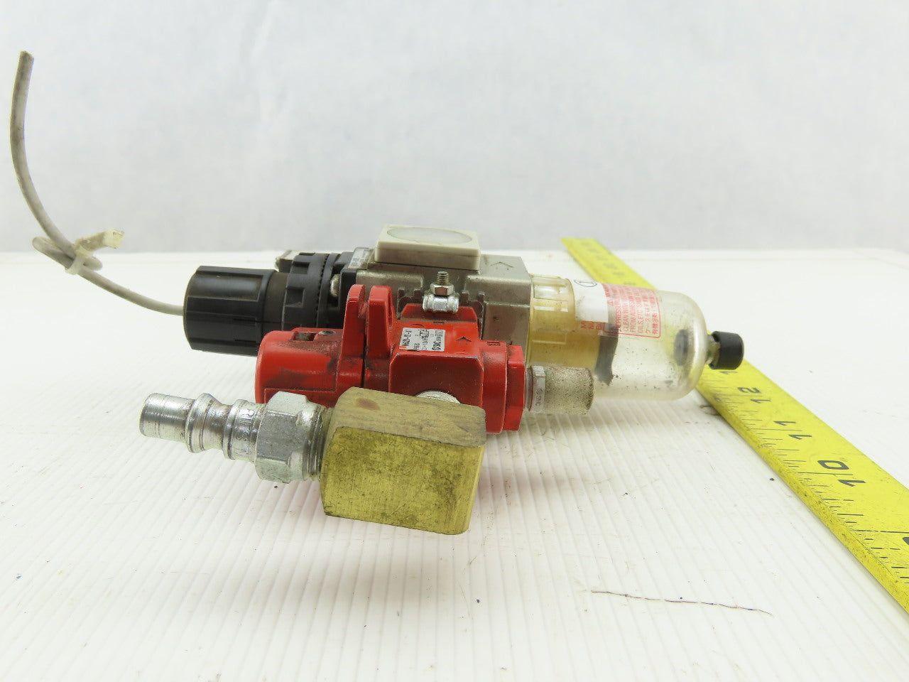 SMC AW2002BE Pneumatic Filter Regulator Lockout Valve Pressure & Switch Assembly