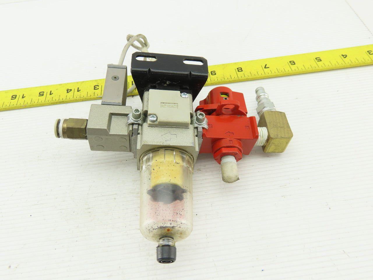 SMC AW2002BE Pneumatic Filter Regulator Lockout Valve Pressure & Switch Assembly