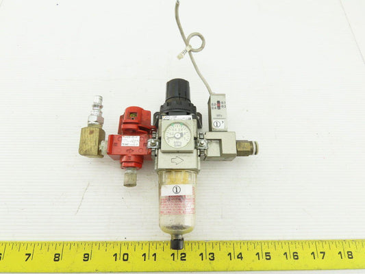 SMC AW2002BE Pneumatic Filter Regulator Lockout Valve Pressure & Switch Assembly