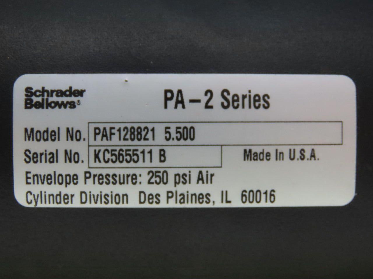 Schrader Bellows PAF128821 5.5500 Pneumatic Air Cylinder 5" Bore 5-1/2" Stroke