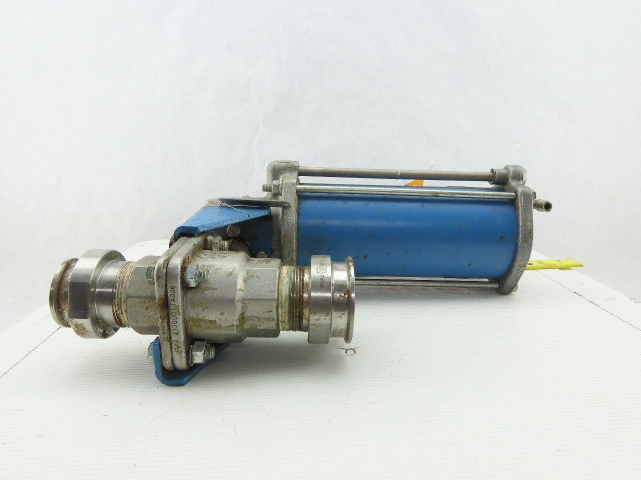 Jamesbury Pneumatic Actuator Stainless Steel 1-1/2" Sanitary Ball Valve