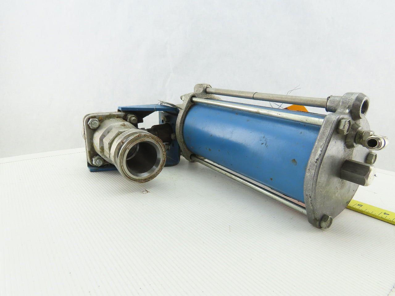 Jamesbury Pneumatic Actuator Stainless Steel 1-1/2" Sanitary Ball Valve