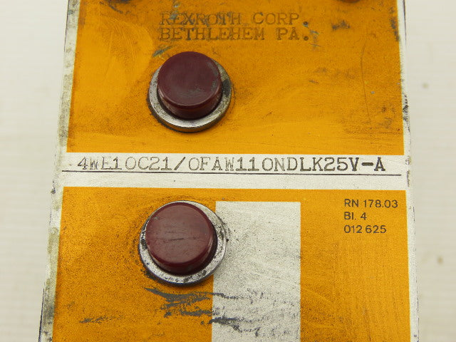 Rexroth 4WE10C21/0FAW11ONDLK25V-A Hydraulic Directional Control Solenoid Valve