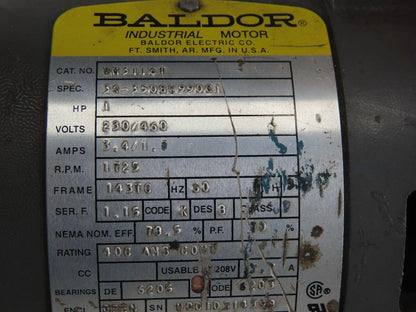Baldor VM31116 1HP Electric Motor 143TC Frame 208-230/460V 3Ph 1125RPM