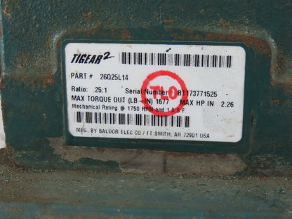Dodge 26Q25L14 Gear Motor 25:1 W/Baldor VEBM3554T Electric Motor & Sterns Brake
