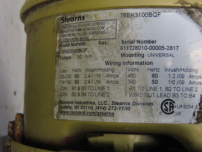 Dodge 26Q25L14 Gear Motor 25:1 W/Baldor VEBM3554T Electric Motor & Sterns Brake