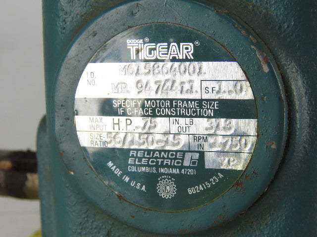 Dodge M615864001 DC Gear Motor W/General Electric Motor & Warner EM 50-40 Brake