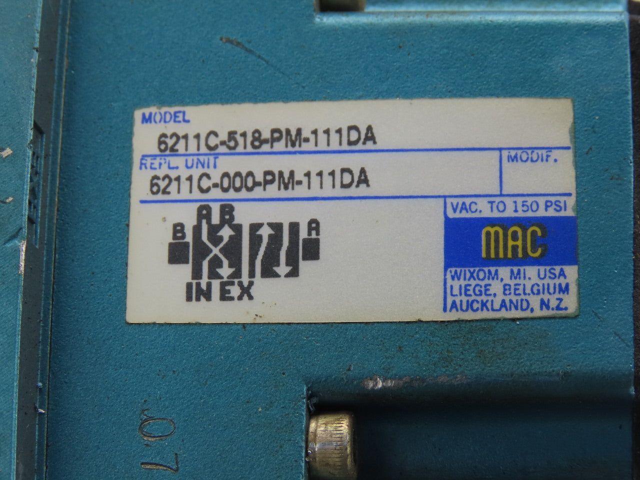 MAC 6211C-518-PM-111DA Pneumatic Air Solenoid Valve W/PME-111DABE 120V Coil