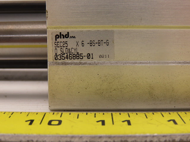 PHD SEC25x6-BS-BT-G Linear Slide & Cylinder Assembly 6" Stroke W/2 Dampers