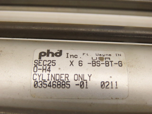 PHD SEC25x6-BS-BT-G Linear Slide & Cylinder Assembly 6" Stroke W/2 Dampers