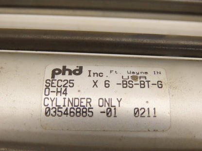 PHD SEC25x6-BS-BT-G Linear Slide & Cylinder Assembly 6" Stroke W/2 Dampers