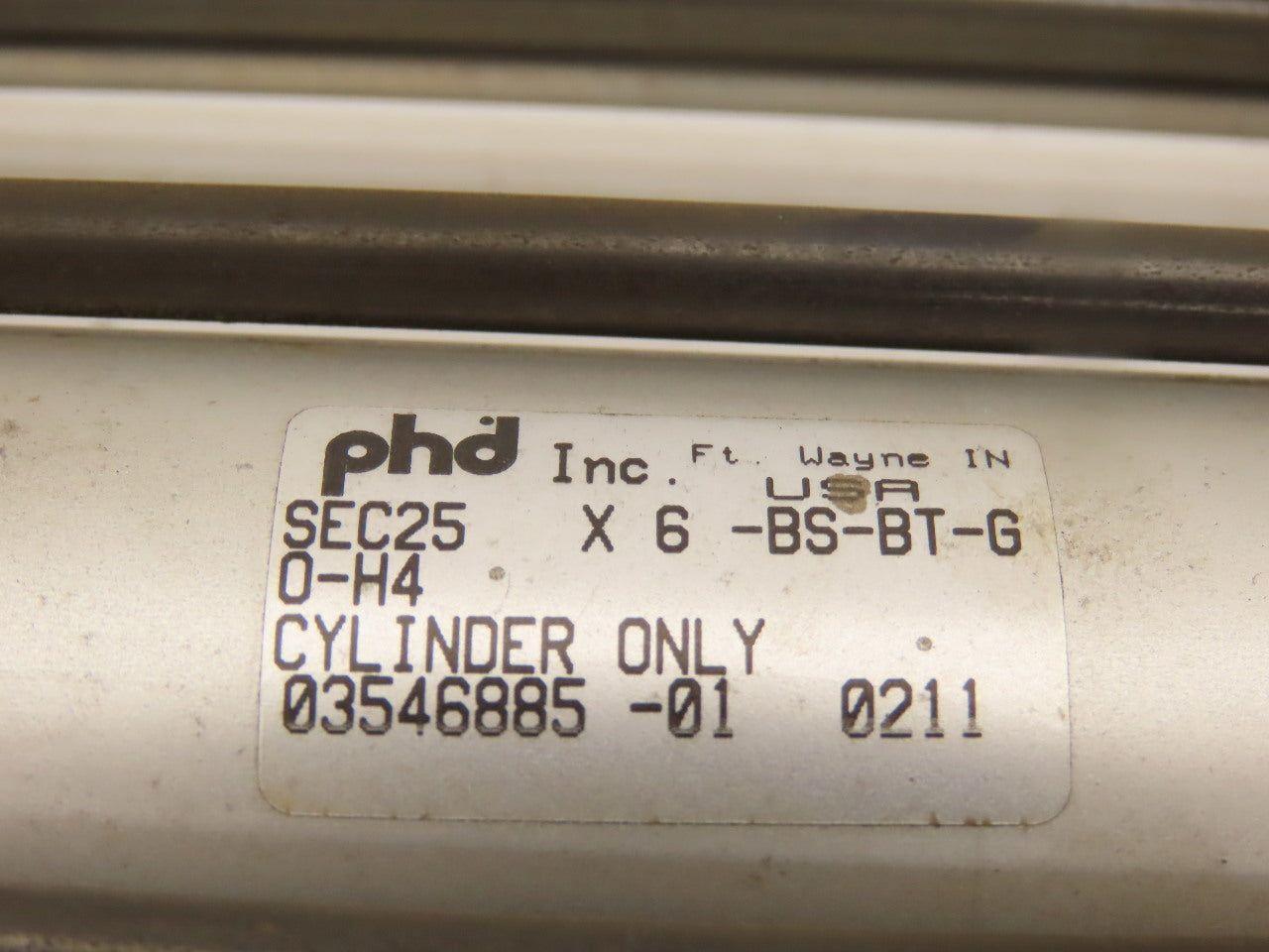 PHD SEC25x6-BS-BT-G Linear Slide & Cylinder Assembly 6" Stroke W/2 Dampers