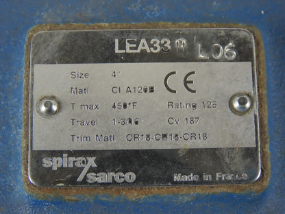 Spirax Sarco LE334L06 4" Flanged Diaphragm Pneumatic Control Valve
