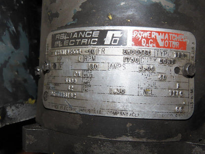 Reliance Type TPR 1HP Motor 180VDC 1750/3500RPM W/5PY59J109 Tachometer Generator