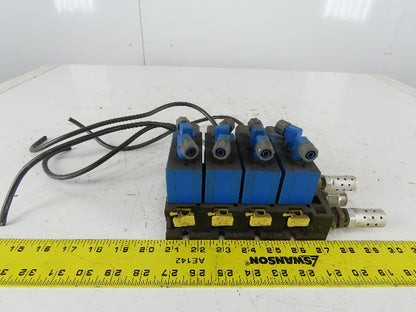 Rexroth PW67697-5C  4 Pneumatic Valves 24VDC Coil Manifold Assembly