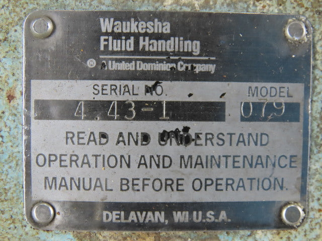 Waukesha Fluid Handling Model 079 Gear Box Speed Reducer 4.43:1 Ratio 79