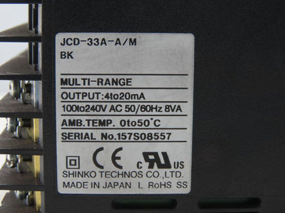 Shinko JCD-33A-A/M Multi-Range 3A 250V 100-240V Digital Indicating Controller