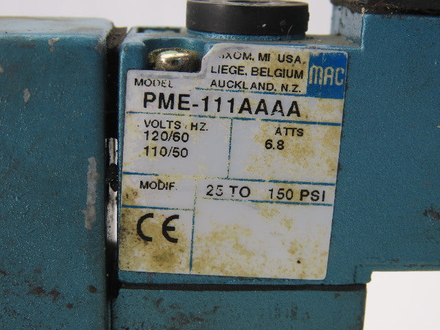 MAC MV-A1C-A111-PM-AA330 Solenoid Valve W/MM-A1c-231 Base & 120V Coil