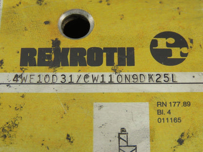 Rexroth 4WE10C31/CW1109DK25V Hydraulic Directional Control Valve W/Z2FS10-5-31/V