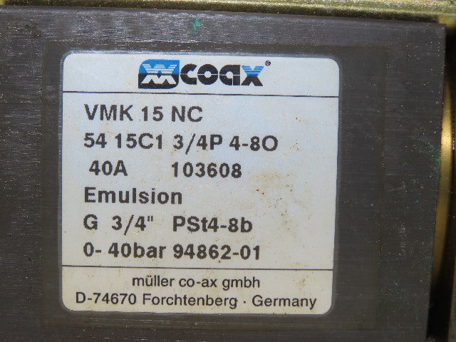 CO-AX VMk152C140VTB3/4L20VXXXP1A 3/4" Actuated Valve 0-40 BAR