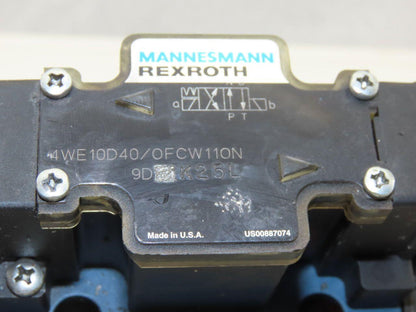 Rexroth 4WE10D40/0FCW110N9DK25L Hydraulic Control Valve W/ZDR10DP2-54/75YM/12