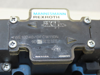 Rexroth 4WE10D40/0FCW110N9DK25L Hydraulic Control Valve W/ZDR10DP2-54/75YM/12