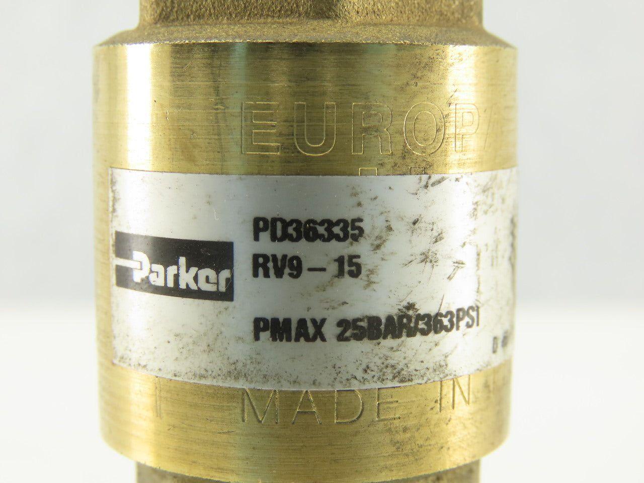 Parker RV-9-15 Brass Hydraulic Check Valve 25 bar